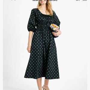 Kate Spade Blue Dress with Green Polka Dots